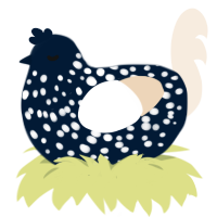 A tumblr and cream chicken with a speckle pattern