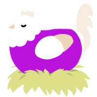 Jelly Belly, a amethyst and cream chicken with a head pattern