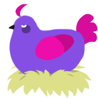 A blurple and fuchsia chicken