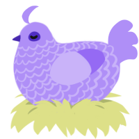 A lilac chicken with a lace pattern
