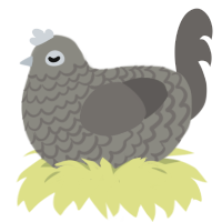 A ash and grey chicken with a lace pattern