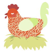 A vermilion and apple chicken with a double-lace pattern
