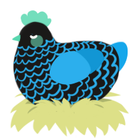 A sable and sky chicken with a lace pattern