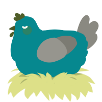 A teal and ash chicken with a bar pattern