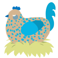 (unnamed), a beige and cerulean chicken with a speckle pattern