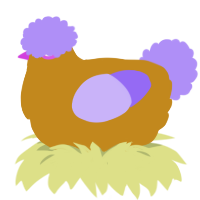 A ochre and lilac chicken