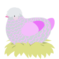 A mist and lavender chicken with a lace pattern