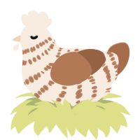 A cream and brown chicken with a bar pattern