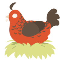A vermilion and bark chicken with a half-lace pattern