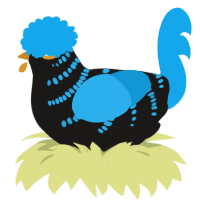 A sable and sky chicken with a half-bar pattern