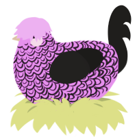 A orchid and sable chicken with a double-lace pattern