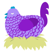 A lilac and violet chicken with a lace pattern
