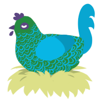 A viridian and cerulean chicken with a double-lace pattern