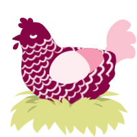 A maroon and rose chicken with a lace pattern