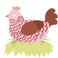 A rose and russet chicken with a lace pattern