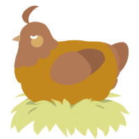 A ochre and brown chicken with a head pattern