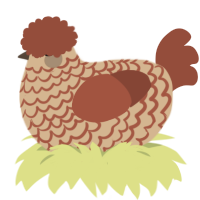 A beige and russet chicken with a lace pattern