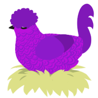 A amethyst and violet chicken with a double-lace pattern