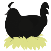 Floyd, a black chicken with a half-lace pattern