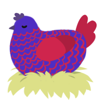 Yarn, a indigo and crimson chicken with a lace pattern