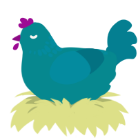 A teal and sea chicken with a neck-speckle pattern