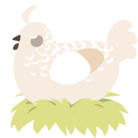 A cream chicken with a half-lace pattern