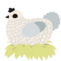 A cream and silver chicken with a lace pattern
