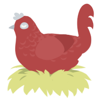 A red chicken with a half-lace pattern