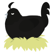 A sable and black chicken with a head pattern