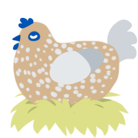 A beige and mist chicken with a speckle pattern