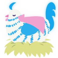 A mist and sky chicken with a bar pattern