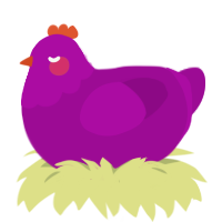 A plum chicken with a head pattern
