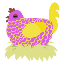 Estrogen, a orchid and yellow chicken with a lace pattern