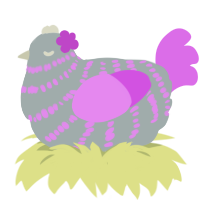 A silver and lavender chicken with a bar pattern