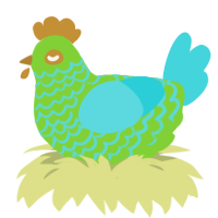 A grass and aqua chicken with a lace pattern