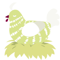 A lemon and white chicken with a bar pattern