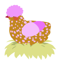 (unnamed), a ochre and lavender chicken with a speckle pattern