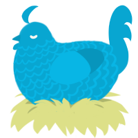 A cerulean chicken with a lace pattern