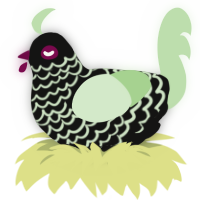Rude Boi, a black and gluppy chicken with a lace pattern