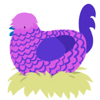 A orchid and indigo chicken with a lace pattern