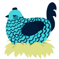 A aqua and tumblr chicken with a lace pattern