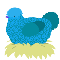 A sky and sea chicken with a double-lace pattern