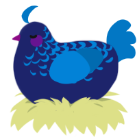 A navy and sapphire chicken with a half-lace pattern