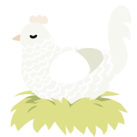 A white chicken with a lace pattern