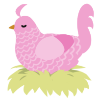 A pink chicken with a lace pattern