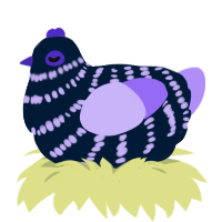 A tumblr and lilac chicken with a bar pattern