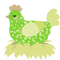 A grass and lemon chicken with a speckle pattern