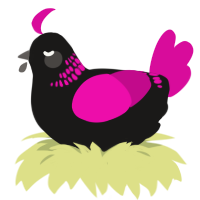 A sable and fuchsia chicken with a neck-band pattern