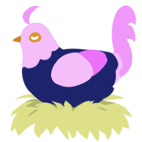 Darius, a navy and lavender chicken with a head pattern