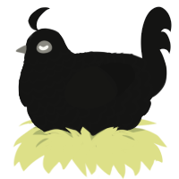 A black chicken with a lace pattern